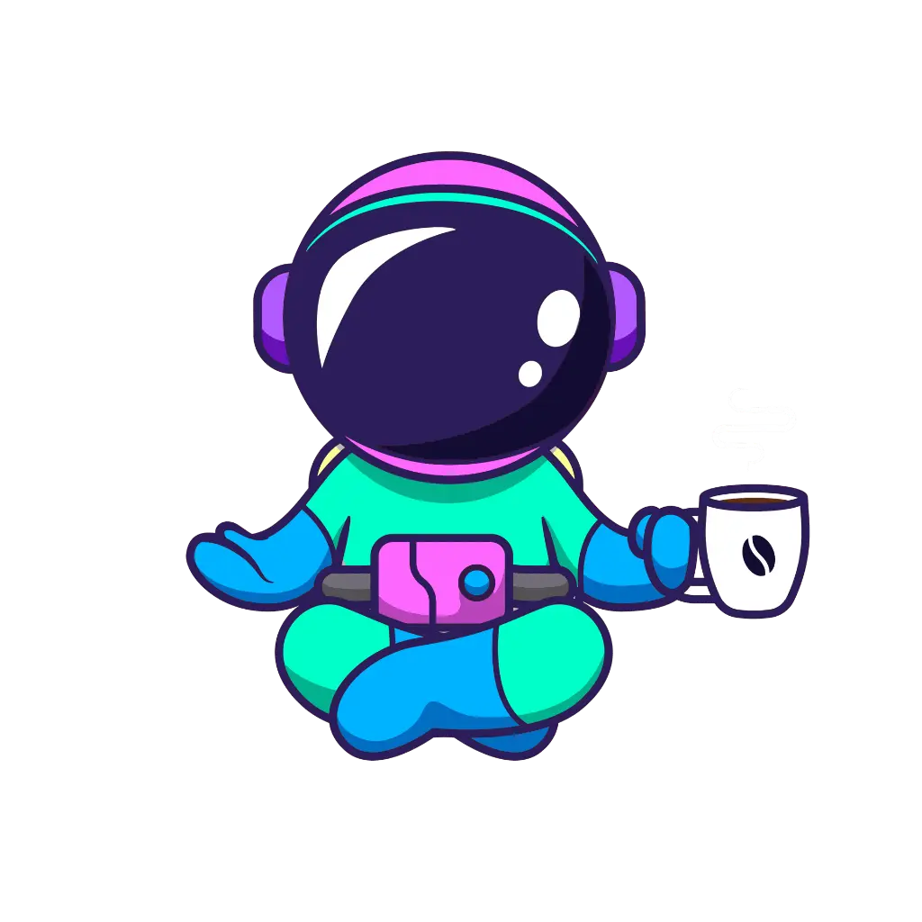 Pureweb astronaut mascot meditating - relaxed professional web design services